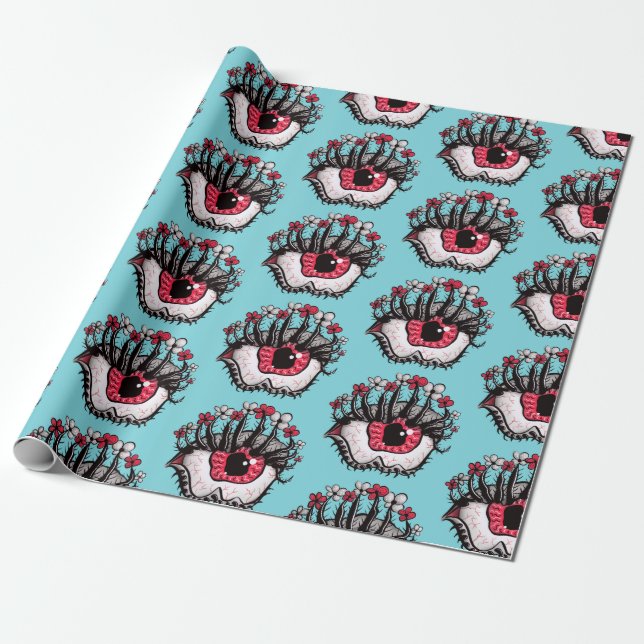 Weird Eye Melt Creepy Psycho Psychedelic Art Wrapping Paper (Unrolled)