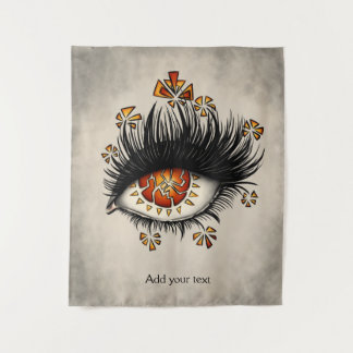 Weird Eye Of Lava Digital Dark Art Custom Text Tapestry