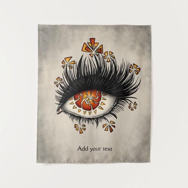 Weird Eye Of Lava Digital Dark Art Custom Text Tapestry (Front)