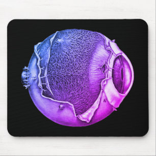 Weird Eyeball Modern Vintage Drawing   Purple Mouse Mat