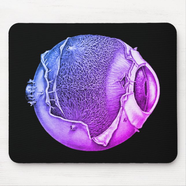 Weird Eyeball Modern Vintage Drawing | Purple Mouse Mat (Front)