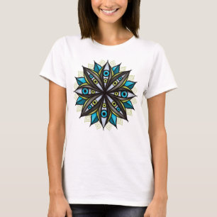 Weird Eyes Mandala Art - Trippy Flower Blue Green T-Shirt