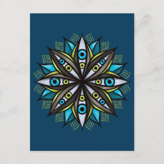 Weird Eyes With Double Iris Flower Mandala Postcard