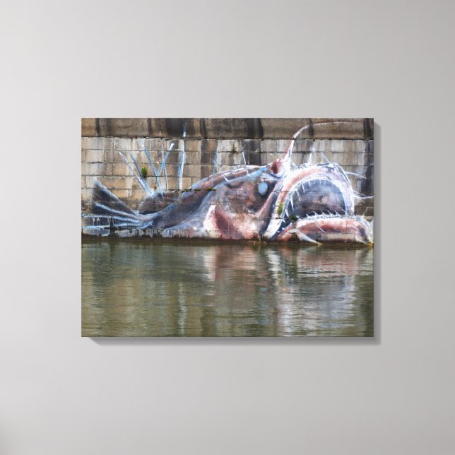 Weird Fantasy Anglerfish Graffiti Canvas Print (Front)