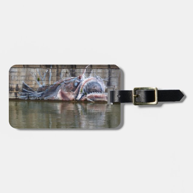 Weird Fantasy Anglerfish Graffiti Luggage Tag (Front Horizontal)