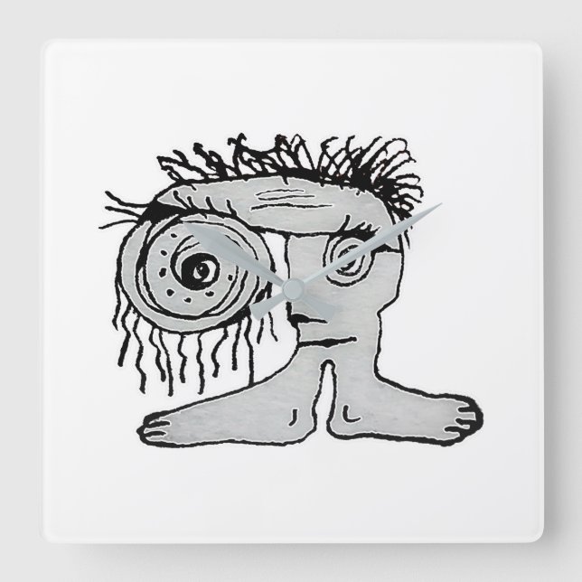 Weird Fantasy Creature Drawing Square Wall Clock (Front)