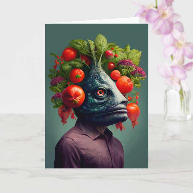 Weird Fishhead Person all occasions Card (Orchid)