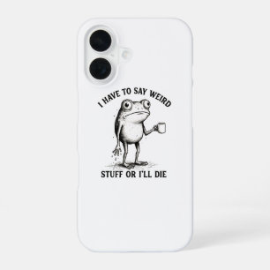 Weird Frog Coffee Quote Vintage Illustration iPhone 16 Case