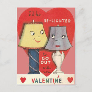 Weird Funny Lamp Light Heart Valentine Holiday Postcard
