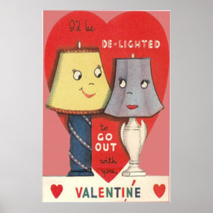 Weird Funny Lamp Light Heart Valentine Poster