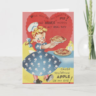 Weird Funny Mince Apple Pie Waitress Valentine Holiday Card