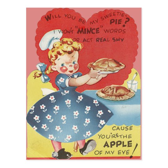 Weird Funny Mince Apple Pie Waitress Valentine Postcard