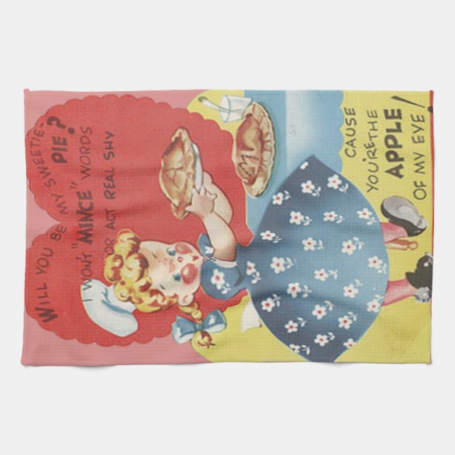 Weird Funny Mince Apple Pie Waitress Valentine Tea Towel (Horizontal)