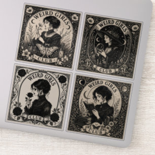 Weird Girls Club Gothic Art Nouveau Vinyl Sticker