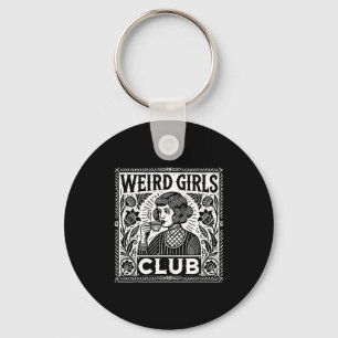 Weird Girls Club Vintage Linocut Retro Introvert A Key Ring