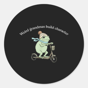 Weird Grandmas Build Character Funny Frog S Classic Round Sticker