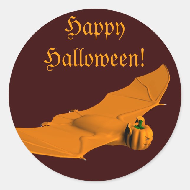 Weird Halloween Bat Classic Round Sticker (Front)