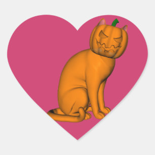 Weird Halloween Cat Heart Sticker
