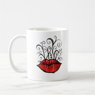Weird Lips Ink Drawing Tattoo Style Coffee Mug