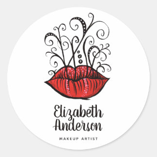 Weird Lips Ink Tattoo Style Gothic Makeup Artist Classic Round Sticker