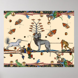 WEIRD MEDIEVAL BESTIARY,APOCALIYPTIC BEAST,UNICORN POSTER