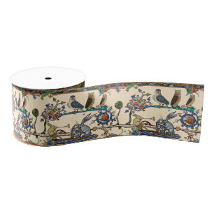 WEIRD MEDIEVAL BESTIARY MAKING MUSIC Owls ,Rabbits Grosgrain Ribbon