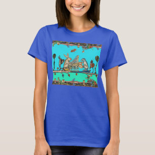 WEIRD MEDIEVAL BESTIARY MAKING MUSIC,Rabbit Blue T-Shirt