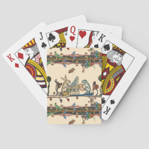 WEIRD MEDIEVAL BESTIARY MAKING MUSIC,Rabbit, Dog  Playing Cards