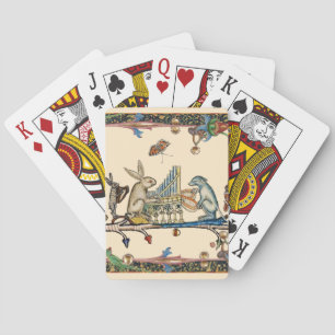 WEIRD MEDIEVAL BESTIARY MAKING MUSIC,Rabbit, Dog   Playing Cards