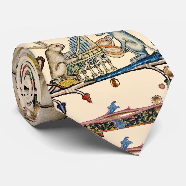 WEIRD MEDIEVAL BESTIARY MAKING MUSIC,Rabbit, Dog Tie (Rolled)