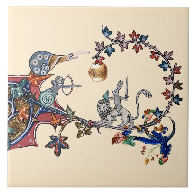 WEIRD MEDIEVAL BESTIARY WAR, Killer Rabbit,Snails Tile (Front)