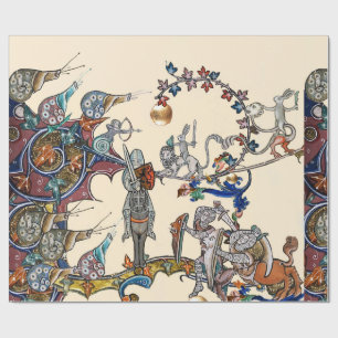 WEIRD MEDIEVAL BESTIARY WAR, KNIGHTS,GIANT SNAILS WRAPPING PAPER