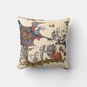 WEIRD MEDIEVAL BESTIARY WAR Snails ,Killer Rabbit Cushion
