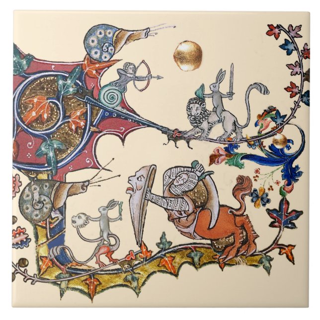 WEIRD MEDIEVAL BESTIARY WAR Snails ,Killer Rabbit  Tile (Front)