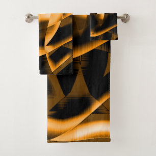 Weird medley of burnt ribbons, orange colour bath towel set