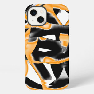 Weird medley of burnt tapes, orange white scratch iPhone 13 case