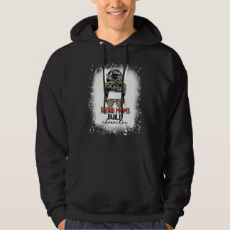 Weird Moms Build Character Leopard Messy Bun Mothe Hoodie