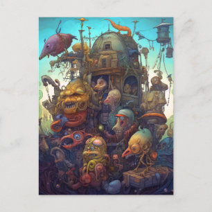 Weird Monsters Creatures Surreal Art Postcard