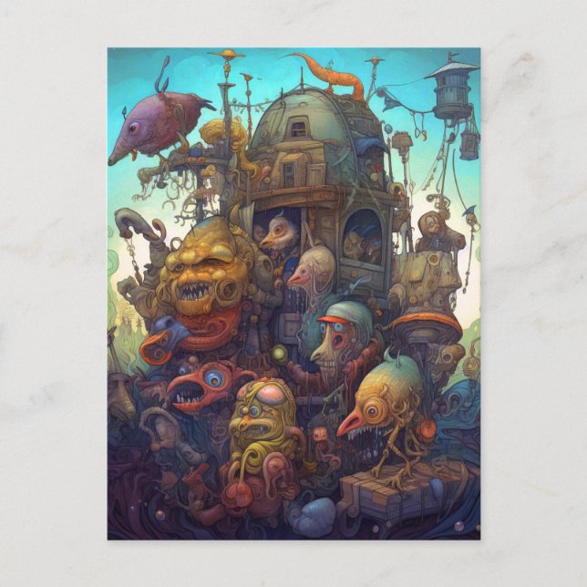 Weird Monsters Creatures Surreal Art Postcard (Front)