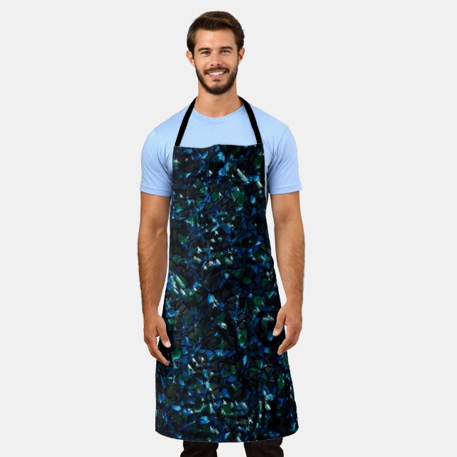 Weird mosaic over dark background and hazy sparkle apron (Worn)