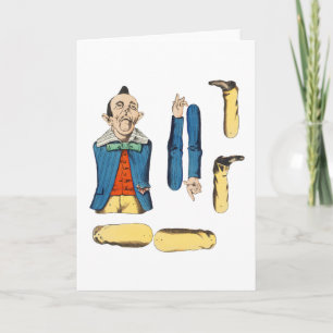 weird old man paper doll cut out card