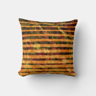 Weird orange stripes and small squares in lines cushion