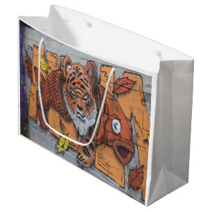 Weird Orange Tiger Fish Graffiti Large Gift Bag