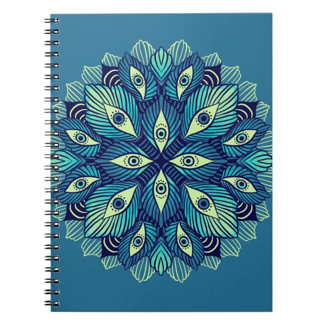 Weird Psychedelic Eyes Blue Floral Notebook (Front)