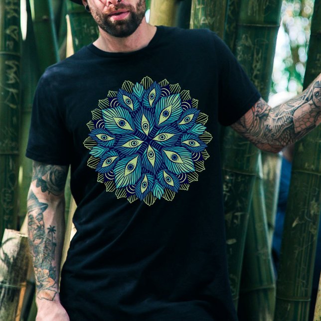 Weird Psychedelic Eyes Blue Floral T-Shirt (Creator Uploaded)