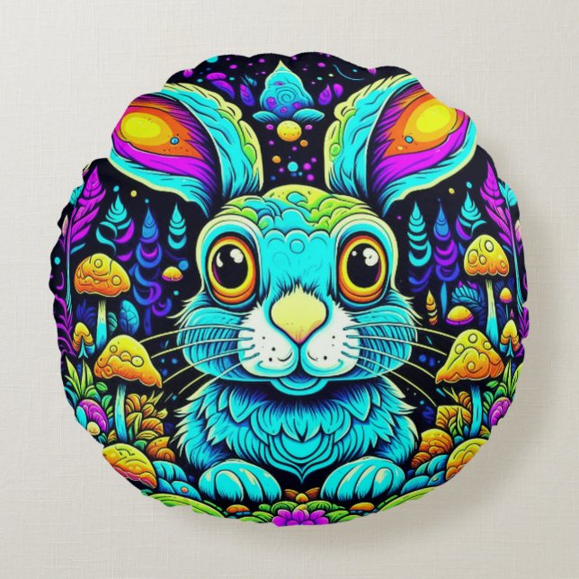 Weird Rabbit Round Cushion (Front)