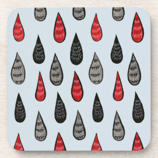 Weird Rain And Blood Drops Ink Pattern Red Black Coaster