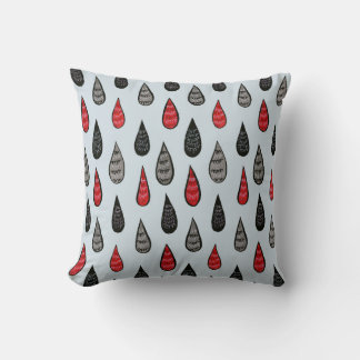 Weird Rain And Blood Drops Ink Pattern Red Black Cushion