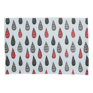 Weird Rain And Blood Drops Ink Pattern Red Black Pillowcase