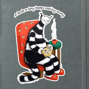 Weird Reading Cat - Book A Day Keeps Reality Away